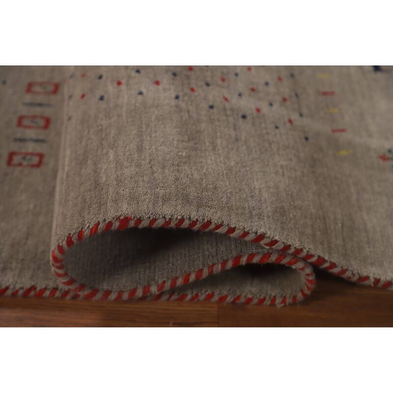 Tribal Brown Gabbeh Oriental Area Rug Hand-Knotted Wool Carpet - 7'1" x 9'9"