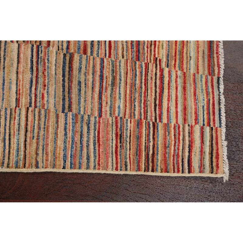 Striped Gabbeh Kashkoli Contemporary Area Rug Hand-knotted Wool Carpet - 2'8" x 3'11"