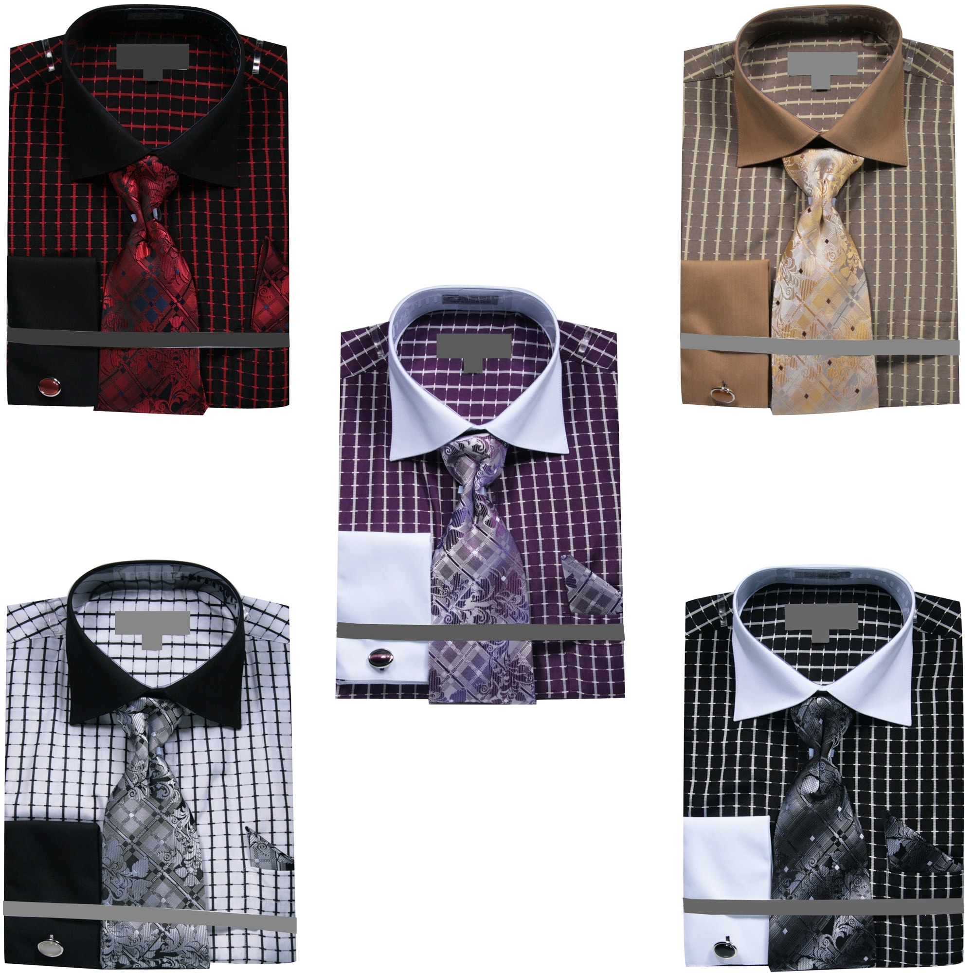 Sunrise Outlet Mens Floral Print French Cuff Shirt Tie Hanky Cufflinks