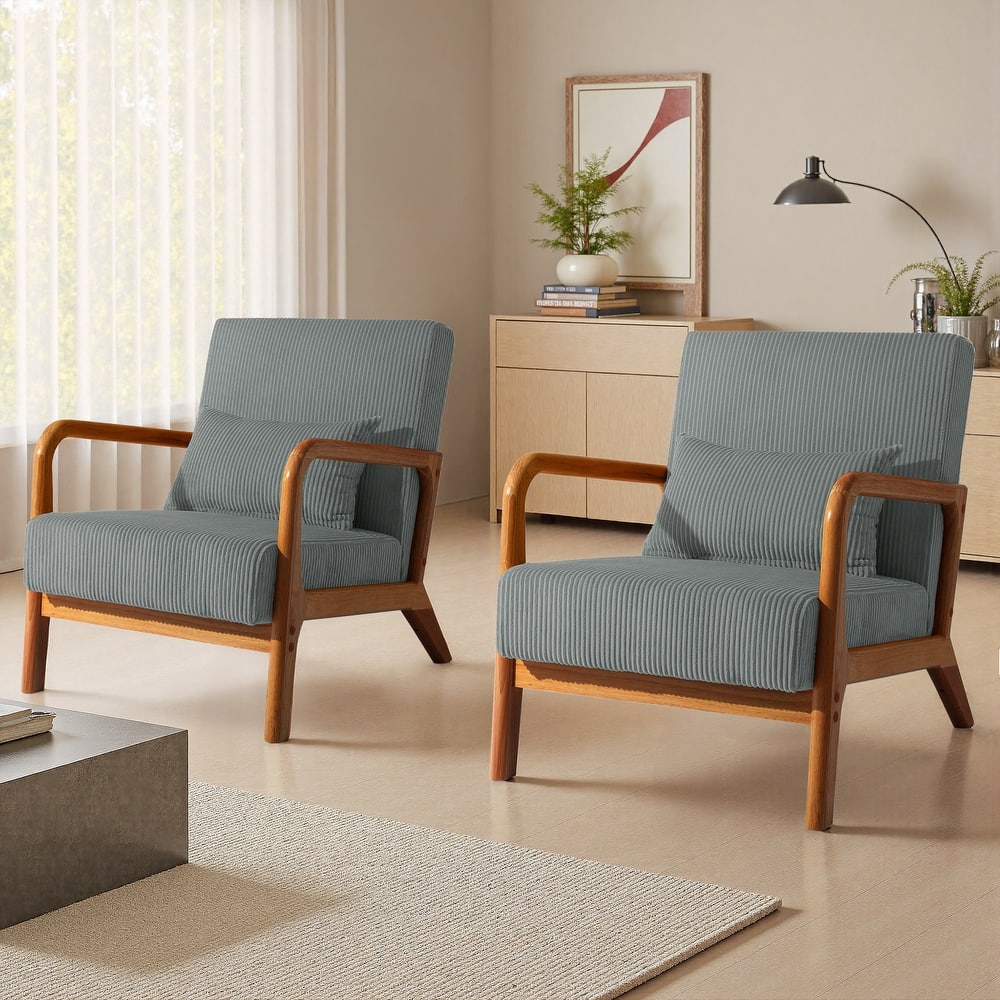 Set of 2 Mid-Century Upholstered Accent Chair with Cushion