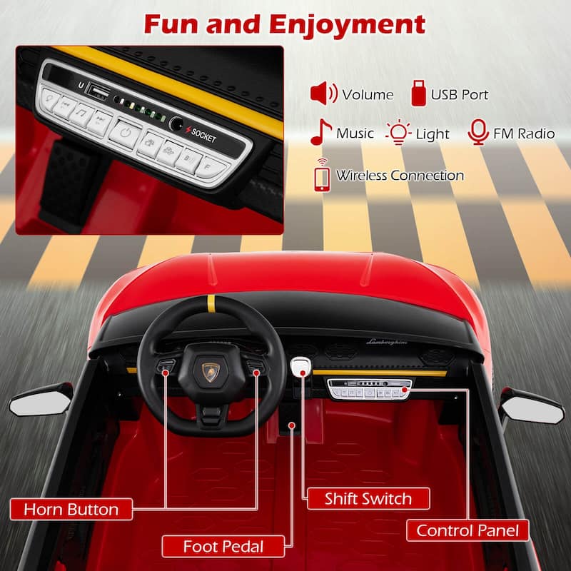 Costway 4WD 2-Seater Ride on Car, Licensed Lamborghini Kids’ Vehicles - See Details