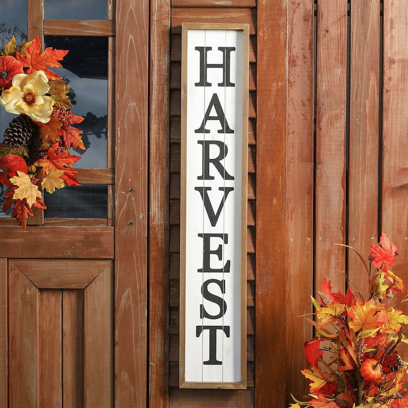 Glitzhome Thanksgiving Wooden Scarecrow Porch Sign Decor
