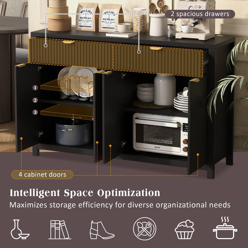 Nordic Style Sideboard, Storage Cabinet Coffee Bar Cabinet with 2 Drawers, for Dining Room and Living Room