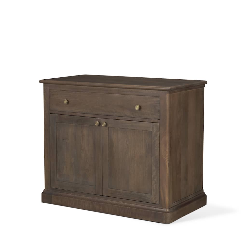 Baron Light / Dark Brown Solid Wood w/ Antique Knobs 2-Door Accent Cabinet