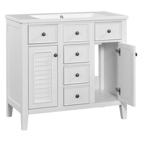 Solid Wood Cabinet Base Only, Bathroom Vanity with Sink