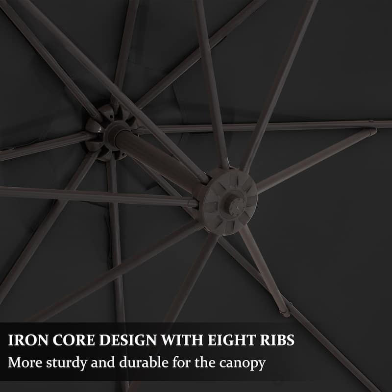 10ft Steel Crank Lift Hanging Offset Cantilever Umbrella