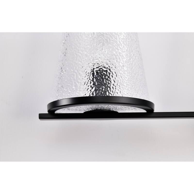 Valentine 4 Light Vanity Black Finish Hammered Glass
