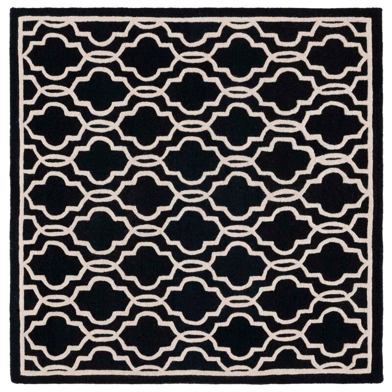 SAFAVIEH Handmade Cambridge Philine Geometric Wool Rug - 6' Square - Black/Ivory