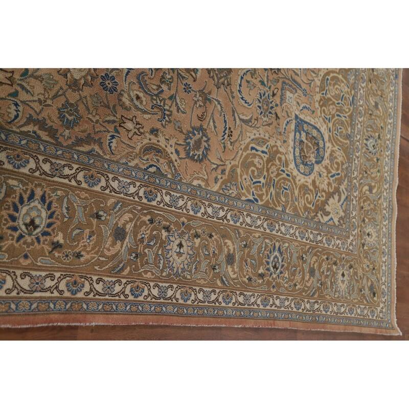 Hand Knotted Oriental 100% Wool Carpet Traditional Floral Oranges & Rust Mashad Area Rug - 13' 0'' X 9' 7''