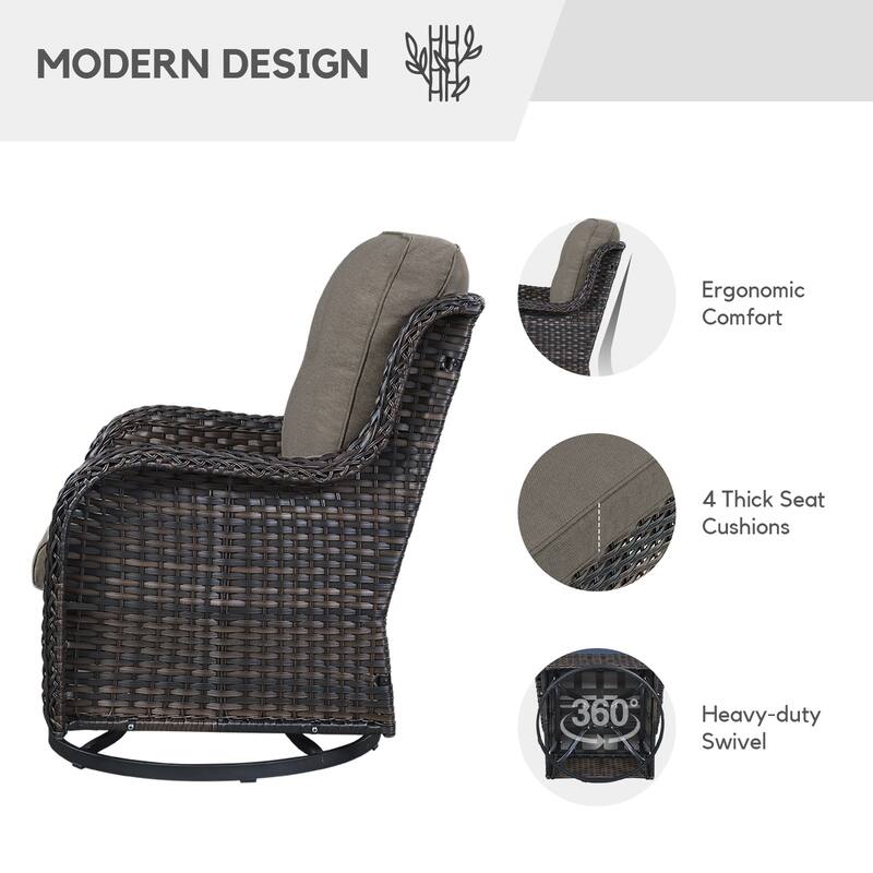 Gymojoy Patio Swivel Rocking Chair Coffee Table Set
