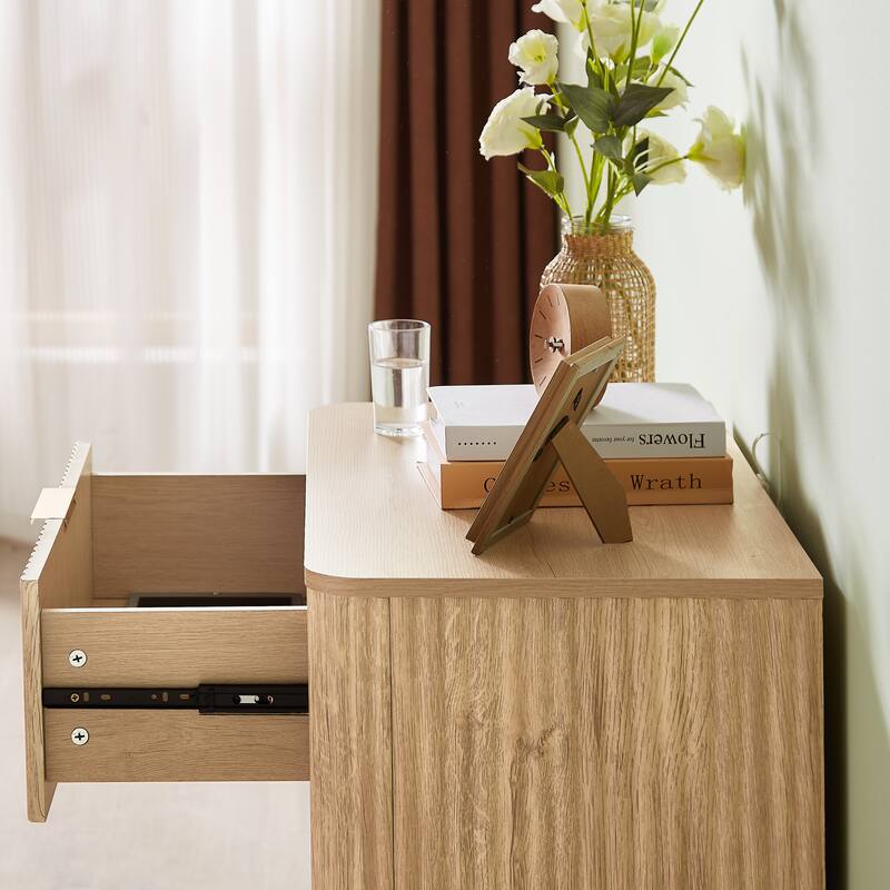 3 Drawers Drasser, Modern Chest of Drawers Curved wave Design,Nightstand,Wood Drawer Organizer,27.6"W x 15.8"D x 27.4"H