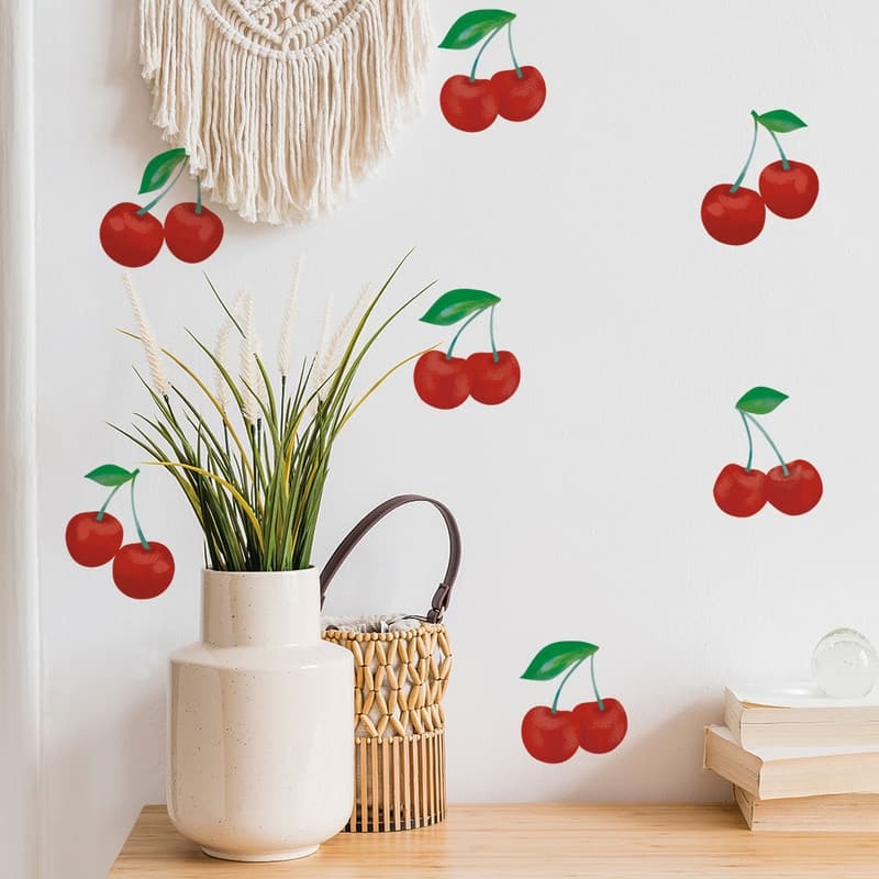 Tempaper Cherry Wall Decals (Contains 7 pieces on (1) 17.25" x 9.75" sheet)