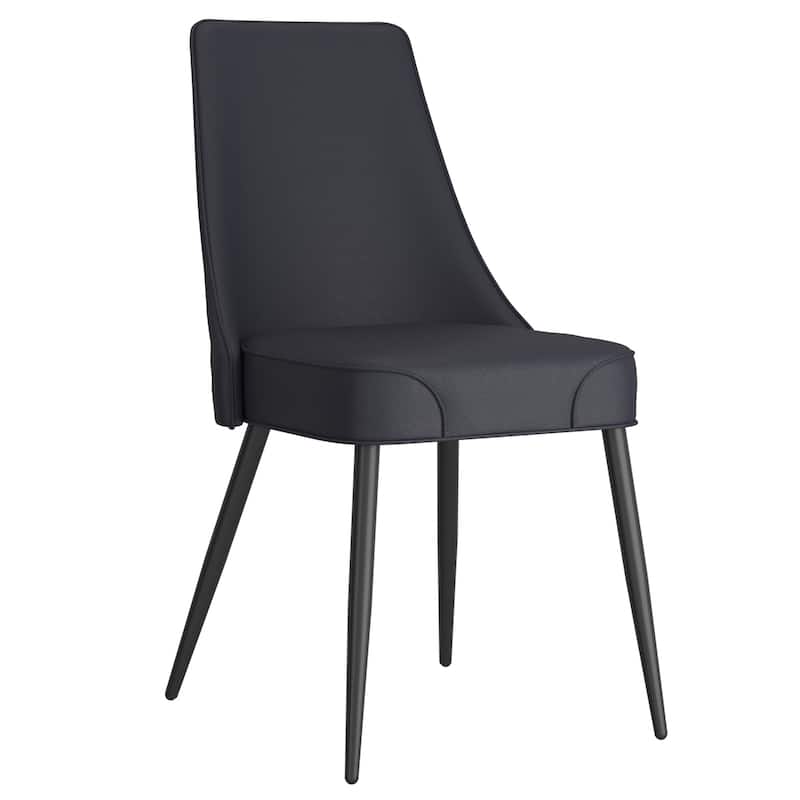 Modern Faux Leather Side Chair - Set of 2 - N/A - Black