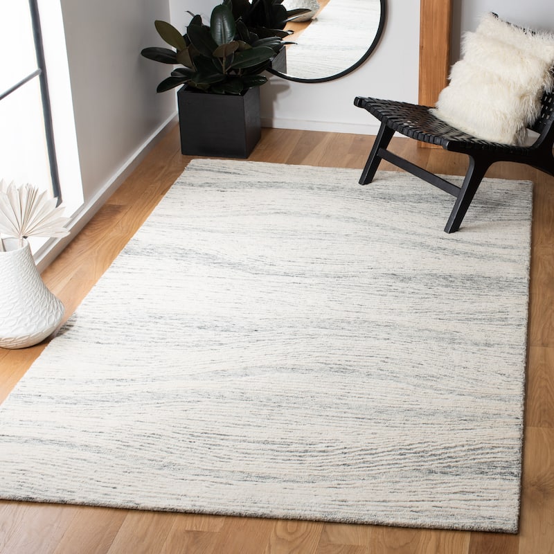 SAFAVIEH Handmade Metro Annarosa Modern Abstract Wool Rug - 5' x 8' - Dark Grey/Ivory - Rectangle