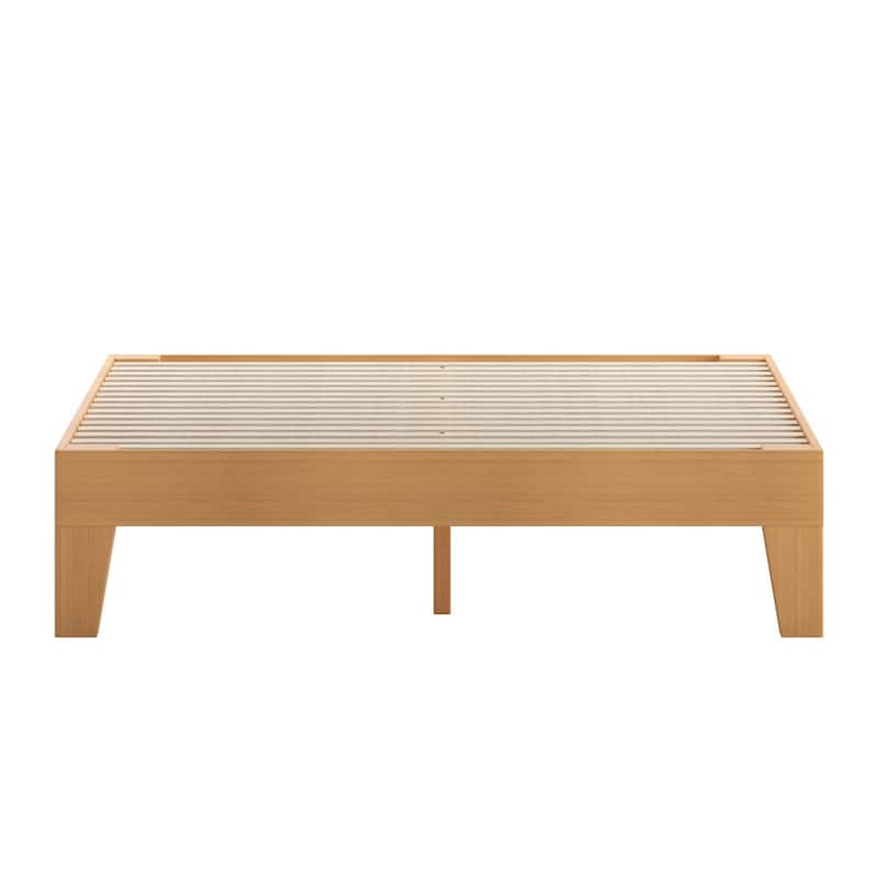 Wood Platform Bed with 14 Wooden Support Slats