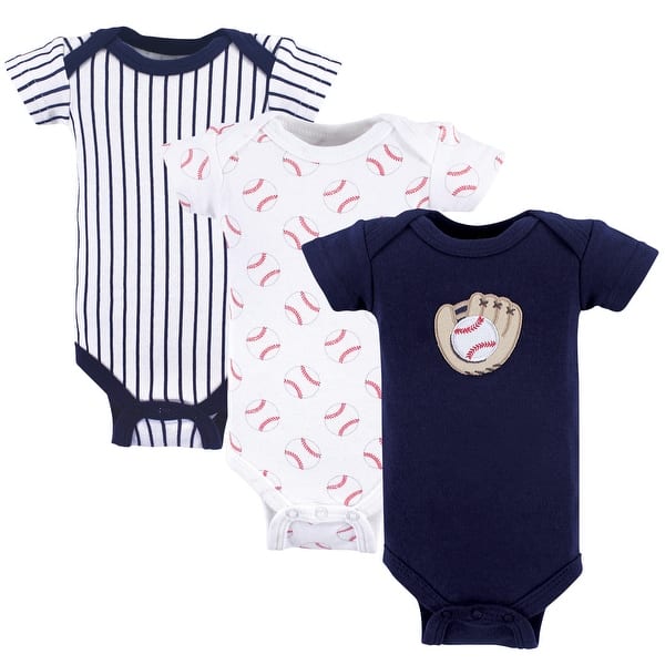 slide 1 of 1, Luvable Friends Baby Boy Cotton Preemie Bodysuits 3pk, Baseball, Preemie - Baseball Preemie - Baseball