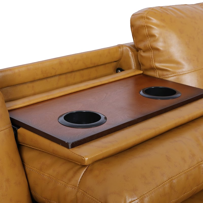 KISRAIS 97.5" Wide 2-Piece Vegan Leather Sectional Sofa Set for Small Space