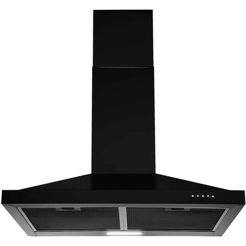Tieasy Black Range Hood 24 inch / 30 inch / 36 inch Wall Mount Vent Hoods Stainless Steel