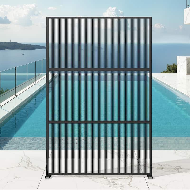 Dovelina 6ft.Outdoor Freestanding Metal Privacy Screen Decorative Garden Fence - 72"x47" - Black2