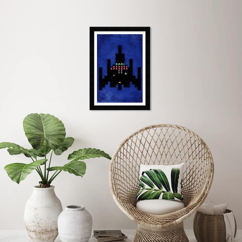 Wynwood Studio 'Retro Arcade Game' Entertainment and Hobbies Blue Wall Art Framed Print - 13 x 19