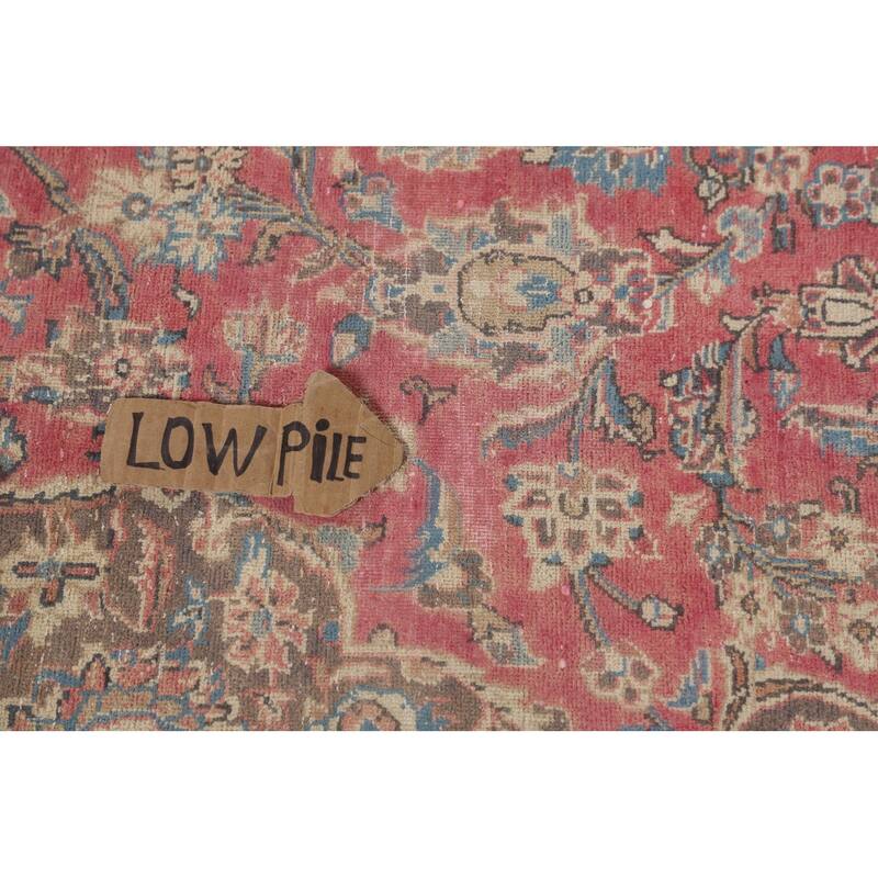 Traditional Pink Kashan Persian Vintage Rug Hand-Knotted Wool Carpet - 9'0"x 11'9"