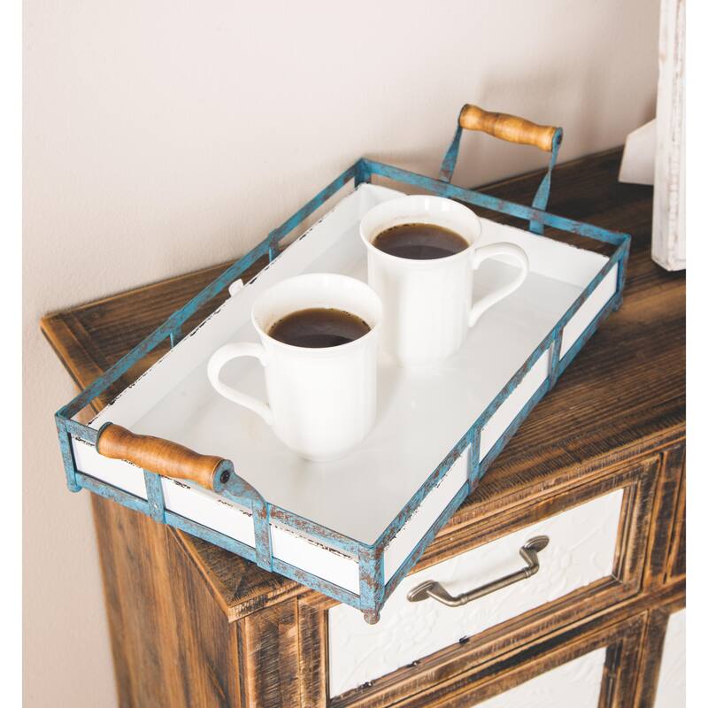Metal Tray - Set of 2 Blue - Roche River Decor