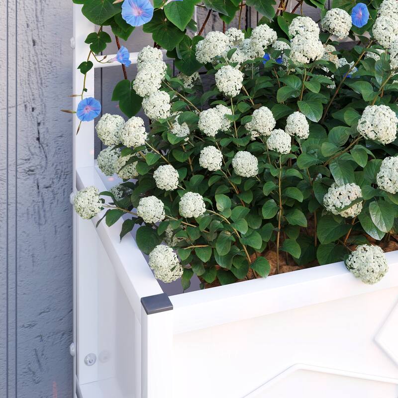 Outsunny Galvanized Raised Garden Bed with Trellis, Outdoor Planter Box for Climbing Vines Vegetables Flowers, Metal Garden Box