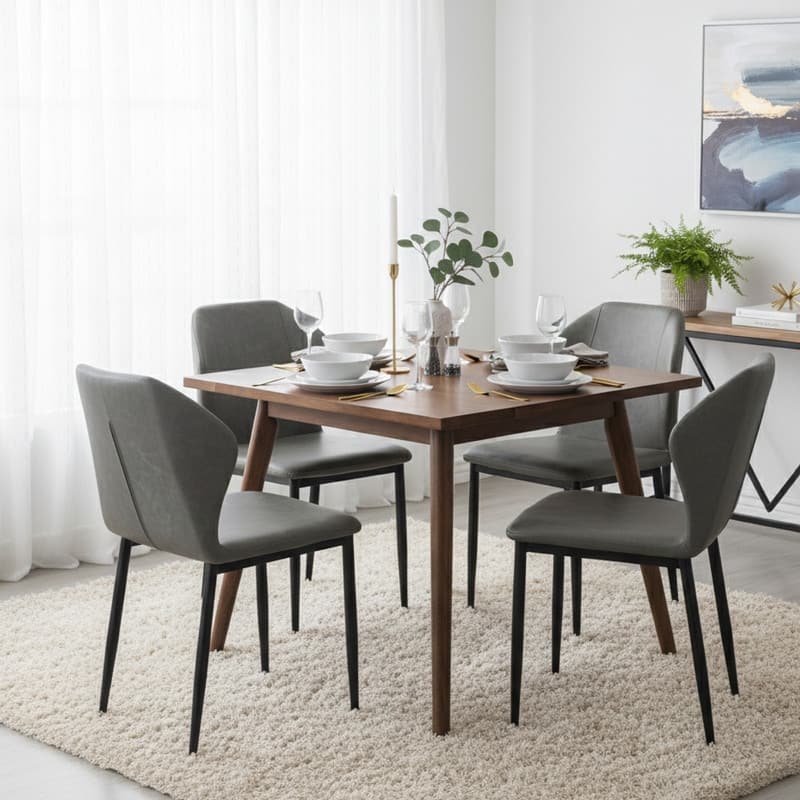 Mosaic Modern Fabric Upholstered Accent Dining Chair With Metal Legs & Curved Backrest Side Chair for Home or Office (Set of 4)