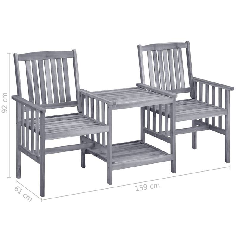 vidaXL Patio Bistro Set Table and Chairs Conversation Set Solid Acacia Wood - 62.6" x 24" x 36.2"