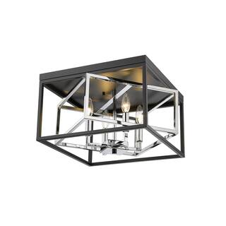 4-Light Black And Chrome Interlocked Box Flush Mount