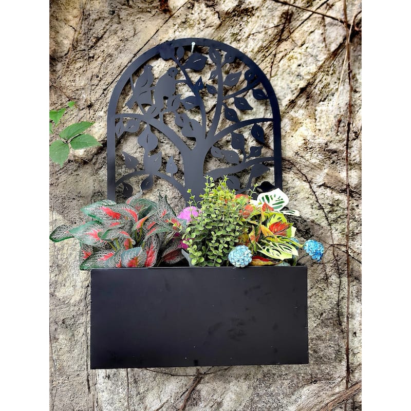 Tree Cut-Out Hanging Outdoor Garden Planter - 26.5" - Black