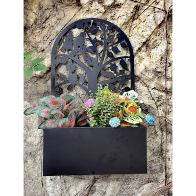 Tree Cut-Out Hanging Outdoor Garden Planter - 26.5" - Black