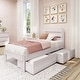 preview thumbnail 4 of 12, Max and Lily Farmhouse Twin Bed with Plank Headboard and Storage Drawers White Wash