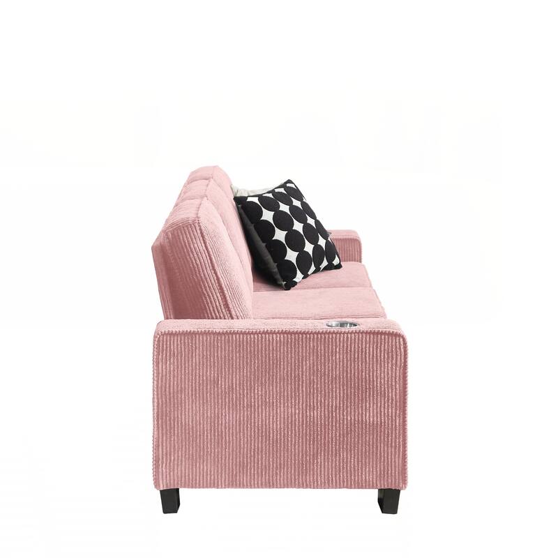 83.86"Corduroy Fabric sofa,Modern Compressed Couch,3-Seater Sofa