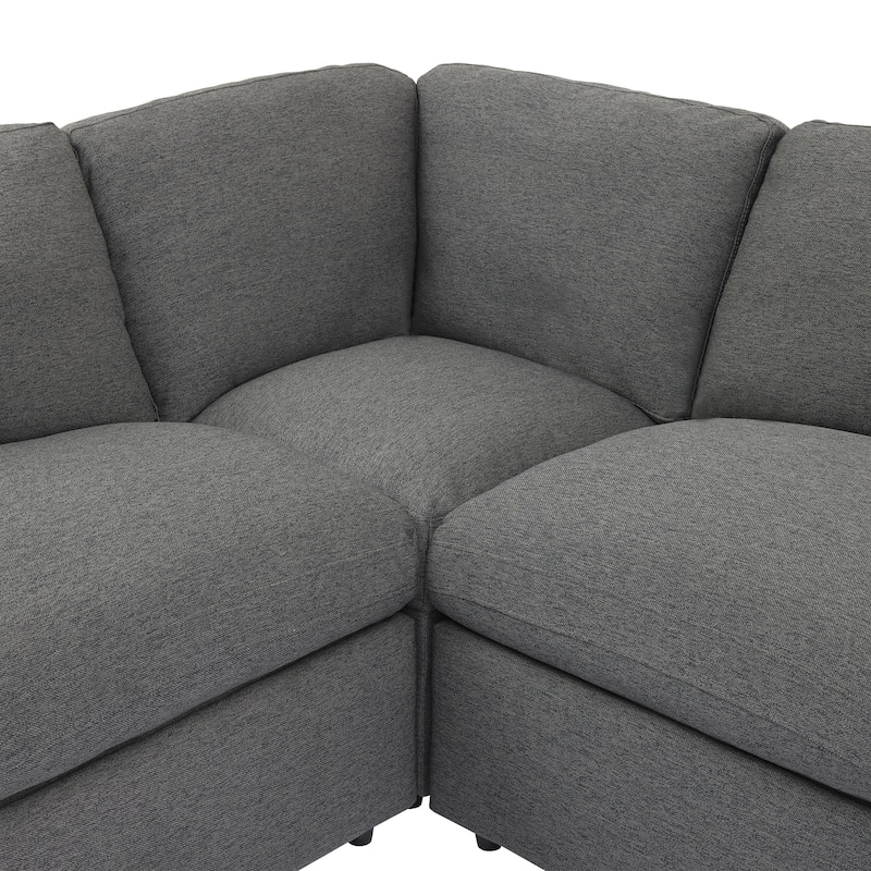 104" Linen Power Recliner Sectional 4-Seat Sofa with Storage, USB Ports and Cup Holders