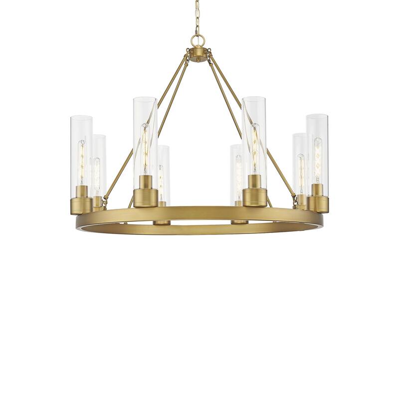 Innovations Lighting 617-8CR-28-36 Boreas Chandelier Boreas 8 Light - Brushed Brass / Clear