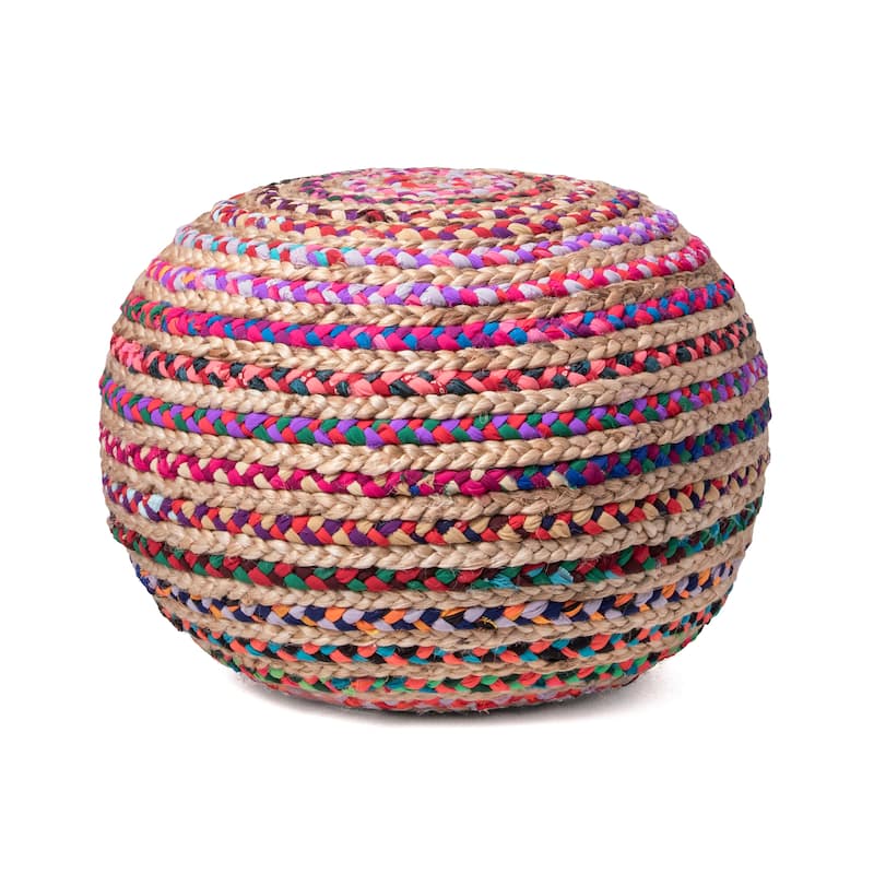 Nuloom Ling Round Knit Filled Ottoman Pouf - Multi-Color