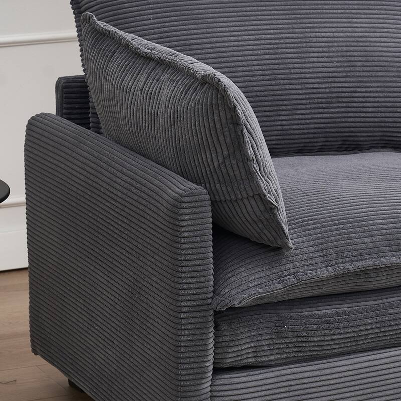 69" Velvet Modular 2-Seater Sofa with Double Cushions & Armrest Bags