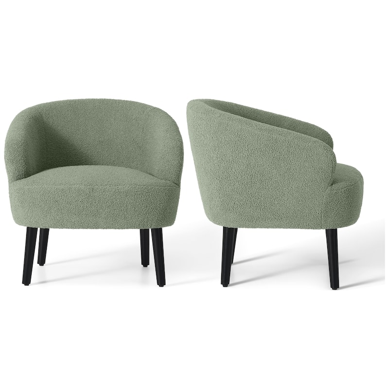 Bayville Sherpa Polyester Upholstered Faux Shearling Barrel Chair - (Set of 2)