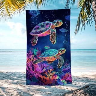 Sea Turtle Dolphin Large Beach Towel Quick Dry Absorbent 30"x60"/35"x70"