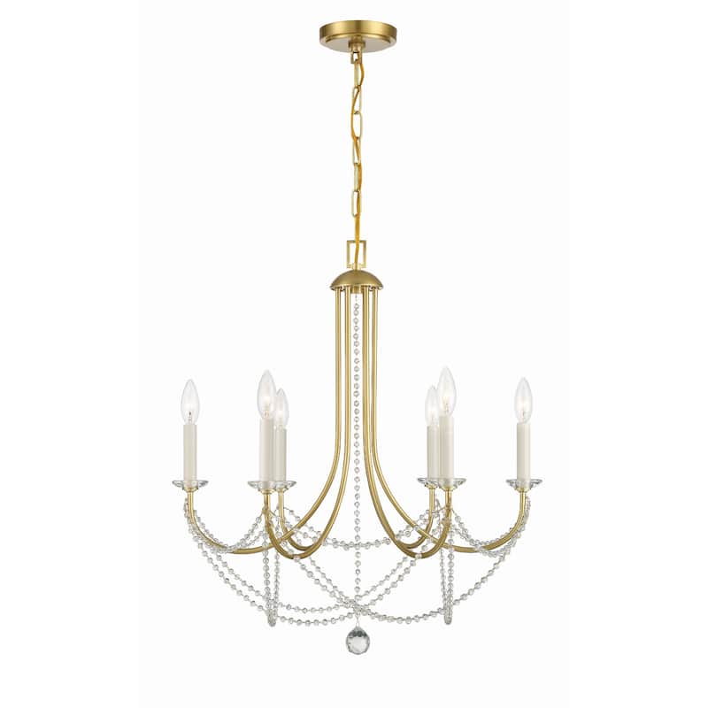 Delilah 6 Light Aged Brass Chandelier - 24"W x 27.5"H