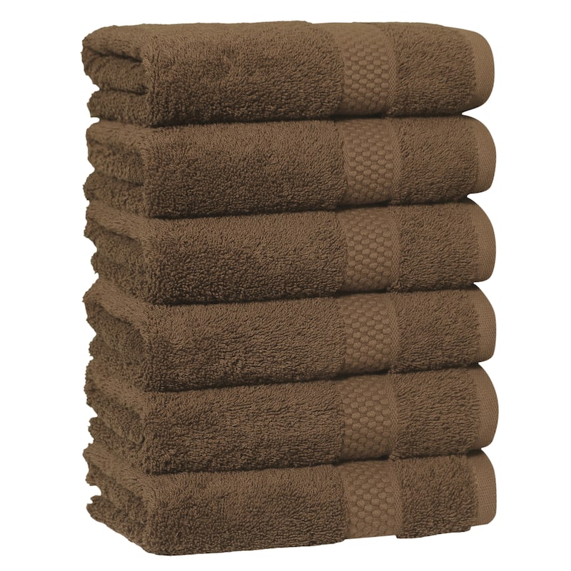 Authentic Hotel and Spa 100% Aeagean Long Staple Turkish Cotton STARLIGHT Terry Hand Towels (Set of 6)