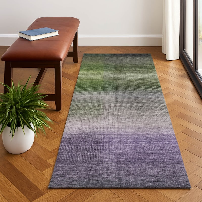 Premium Washable Super Soft Solid Ombre Mayfield Rug - Olive - 2'3" x 7'6"