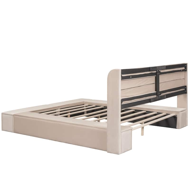 Storage Bed Frame Velvet Platform Bed Low Profile Bed-Queen - Bed Bath ...