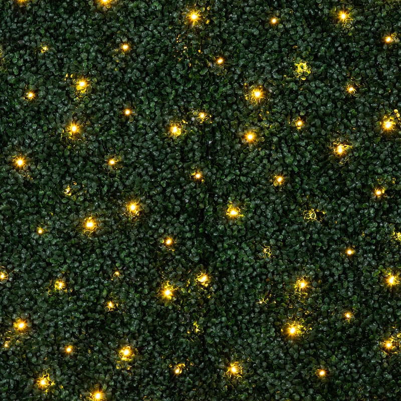 Pre-Lit Boxwood Artificial Wall Panel - 40" - Warm White LED Lights