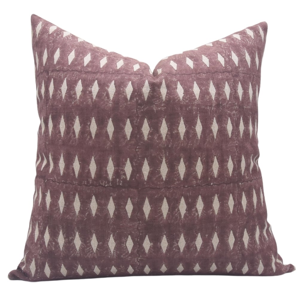 Linen Farmhouse Block print pillow Cover - Omji