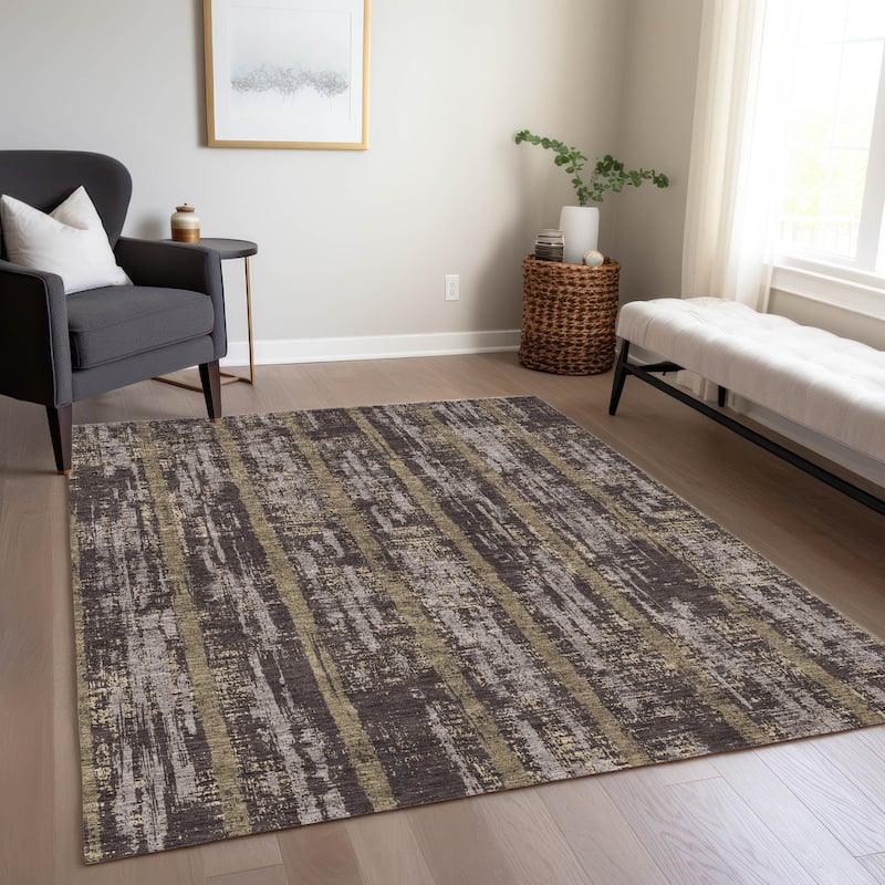 Machine Washable Indoor/ Outdoor Chantille Stripe Ombre Rug