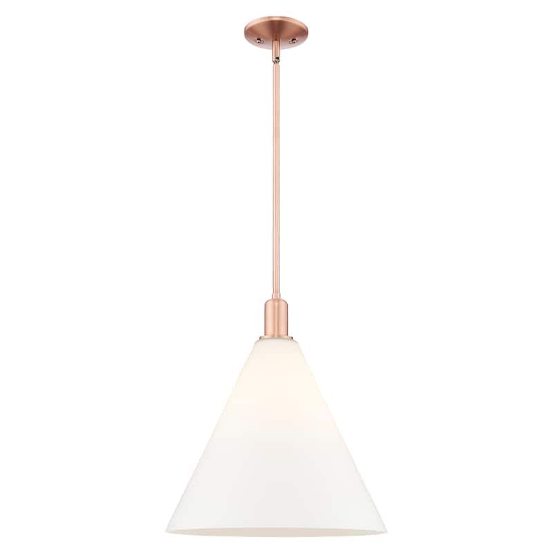 Innovations Lighting Endless Possibilities Arcadia - Berkshire Glass - 1 Light 16" Stem Hung Mini Pendant - Antique Copper/Matte White