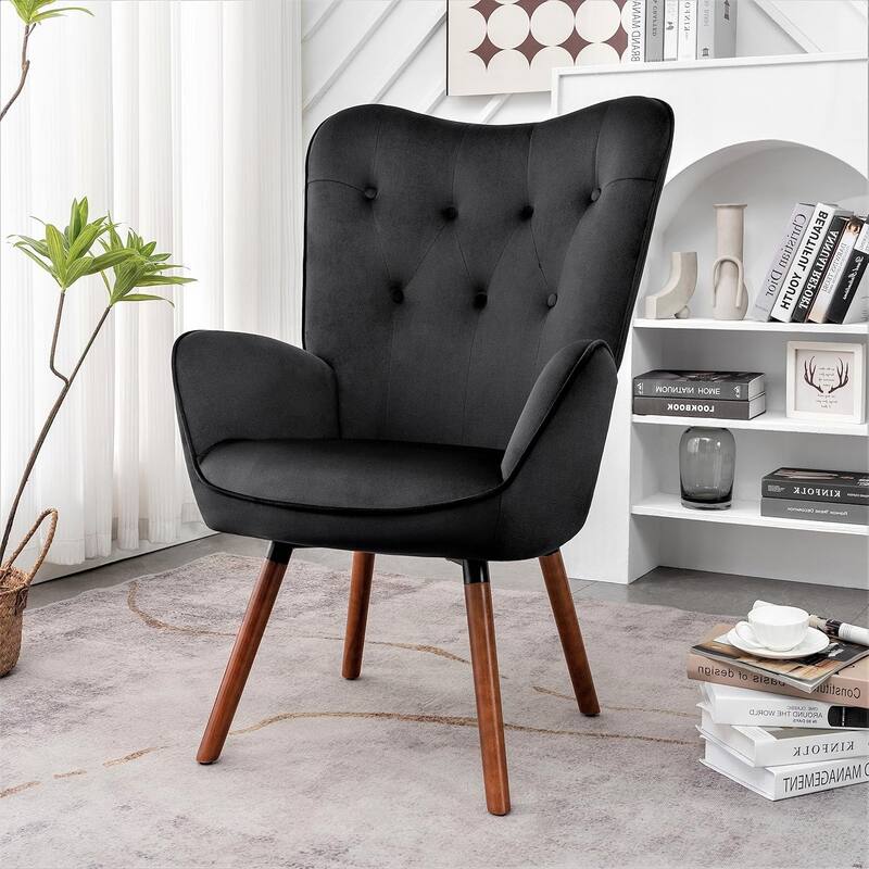 Kreedence 26.38" W Microfiber Accent Chair with Wing Back Design