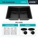 preview thumbnail 8 of 36, Lexicon Platinum Quartz 33 Inch Double Equal Bowl Undermount Kitchen Sink with Bottom Grids and Strainers , Disposal Flange